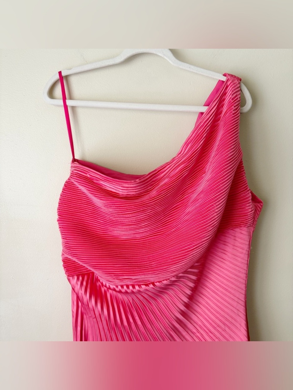 Rene Ruiz Collection | One Shoulder Pleated Asymmetric Cocktail Dress Pink 14 - Picture 4 of 7